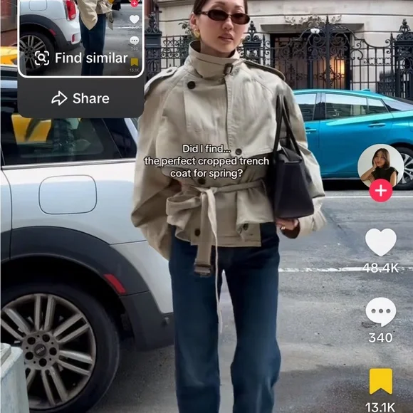 The Frankie Shop Beige MADS Cropped Trench Coat - Picture 1 of 8